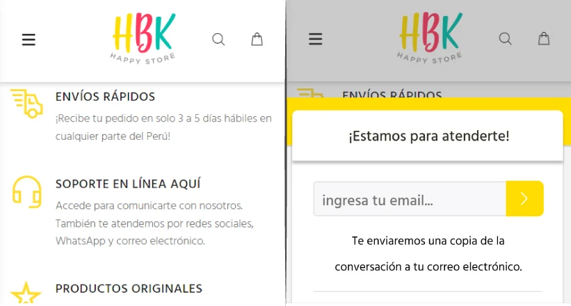 Chat solo en la página de inicio